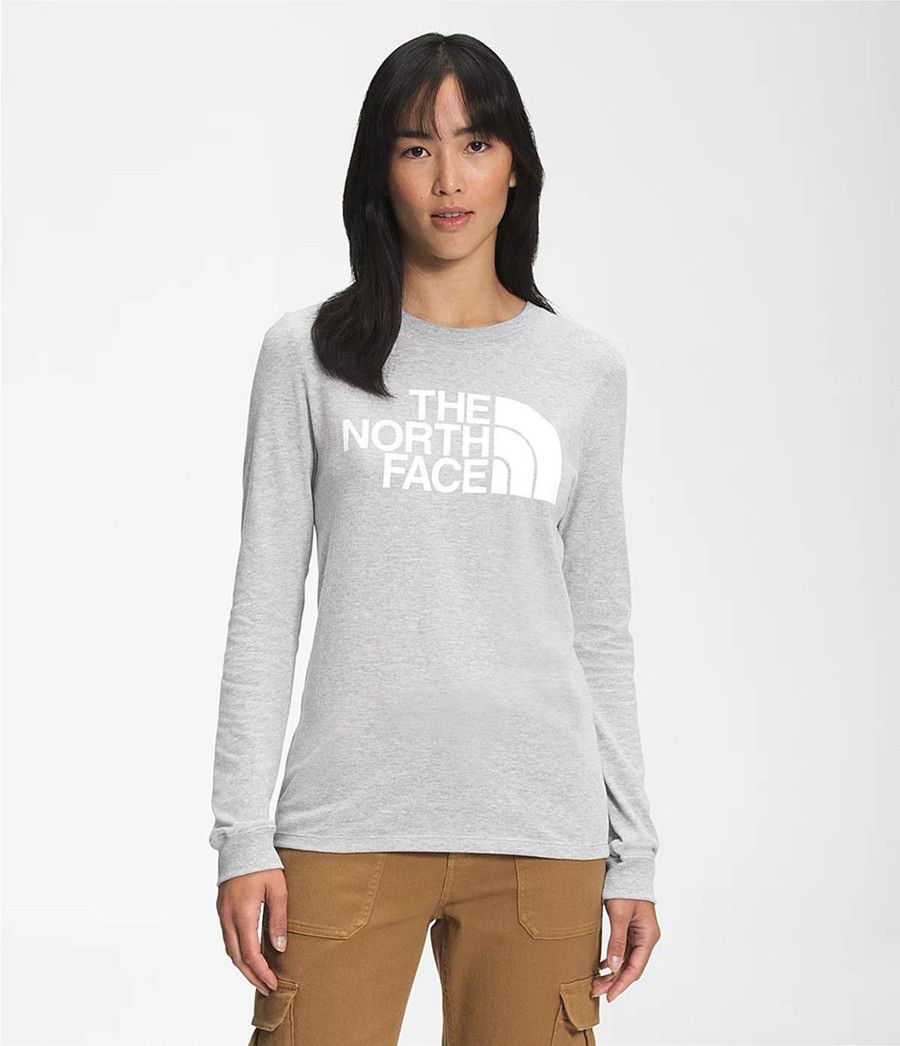 Dámské T-Shirts The North Face Long Sleeve Half Dome Světle Šedé | VALINZH-48
