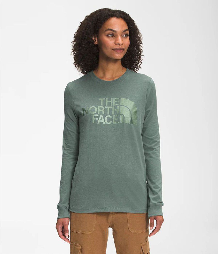 Dámské T-Shirts The North Face Long Sleeve Half Dome Zelene | JEBGSNT-63