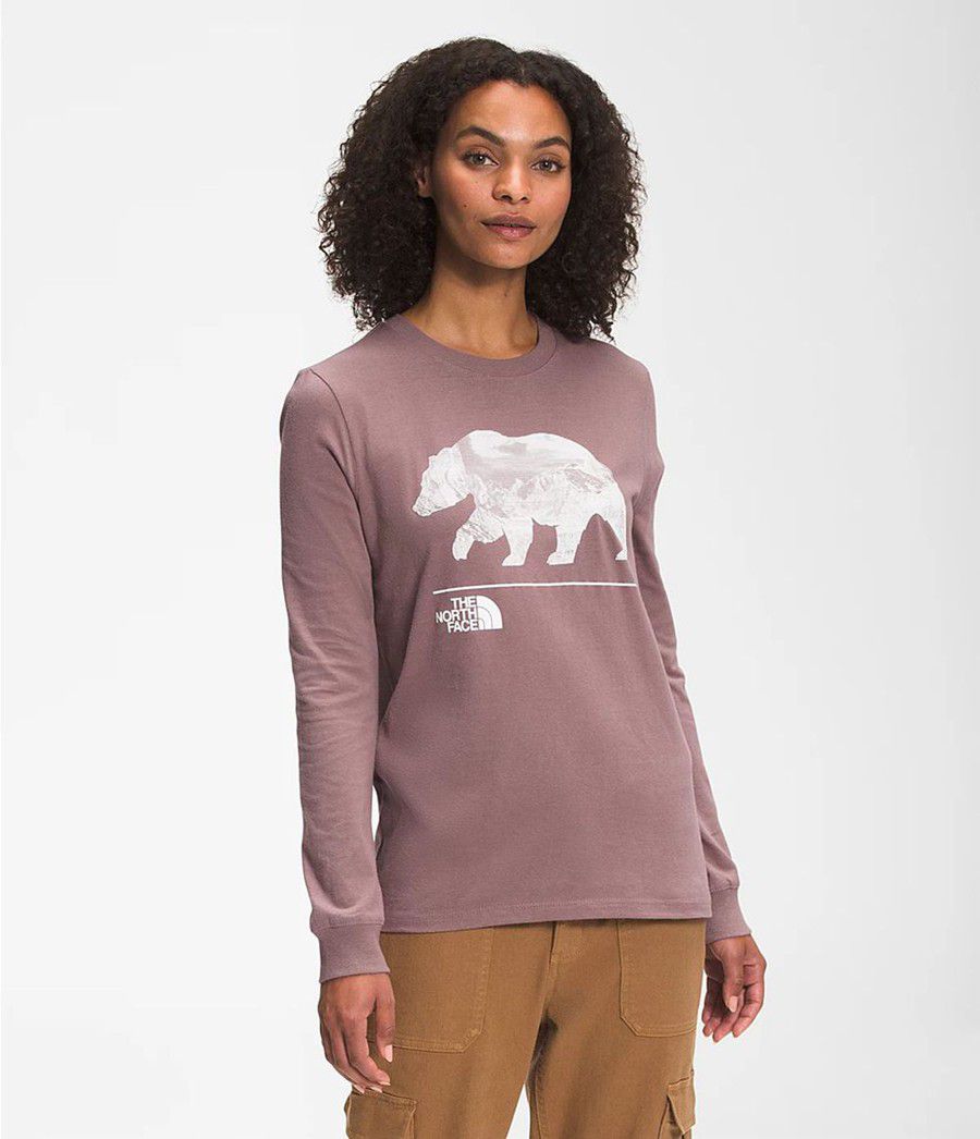 Dámské T-Shirts The North Face Long Sleeve Bearscape 2.0 Světle Fialové | AJUITWG-84
