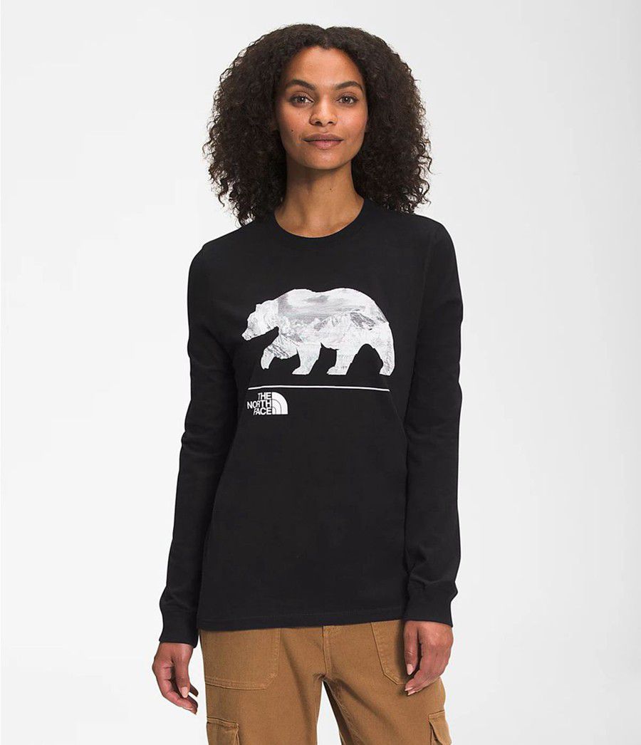 Dámské T-Shirts The North Face Long Sleeve Bearscape 2.0 Černé | XNRBEQM-50