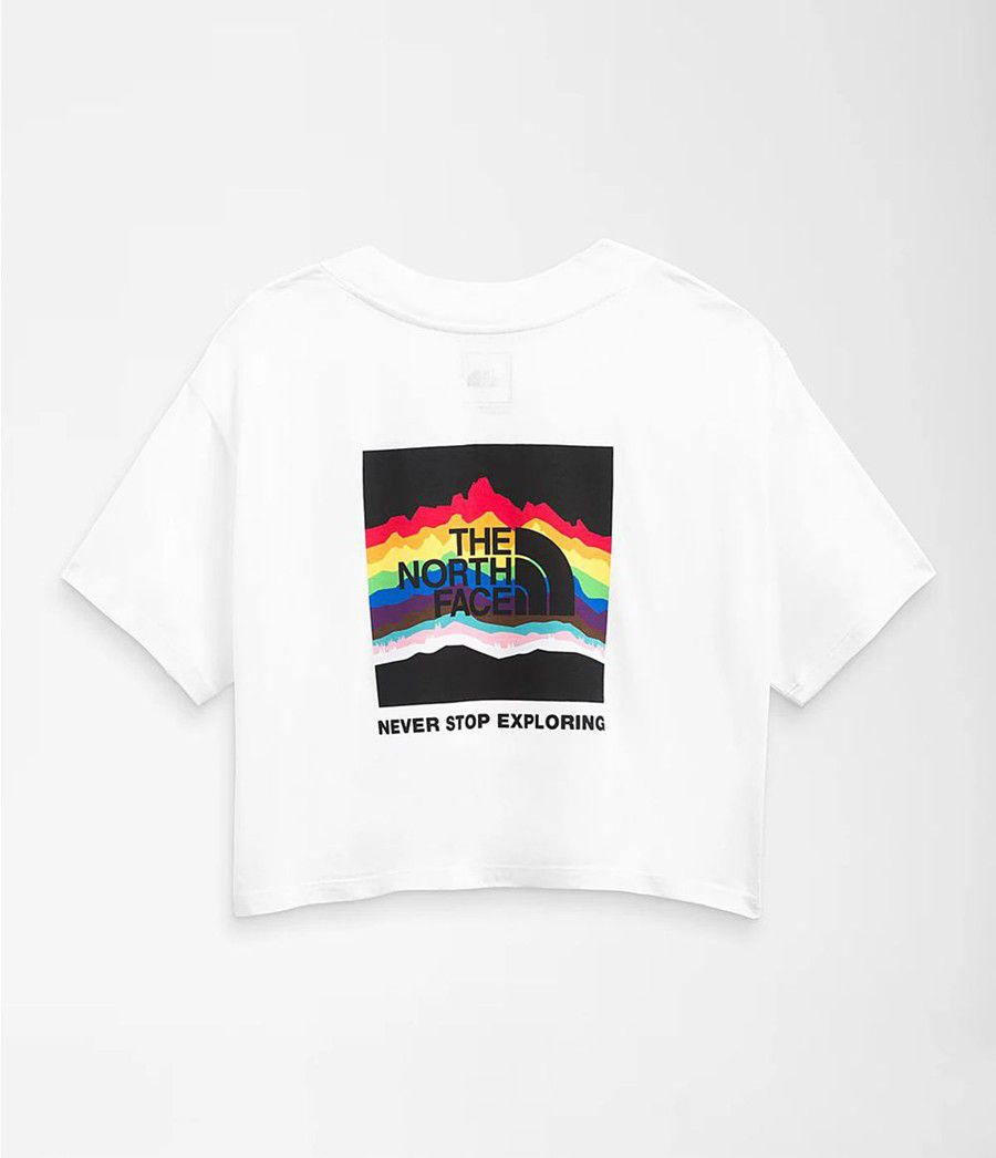 Dámské T-Shirts The North Face Pride Short Sleeve Crop Bílé | AYJQDTF-17