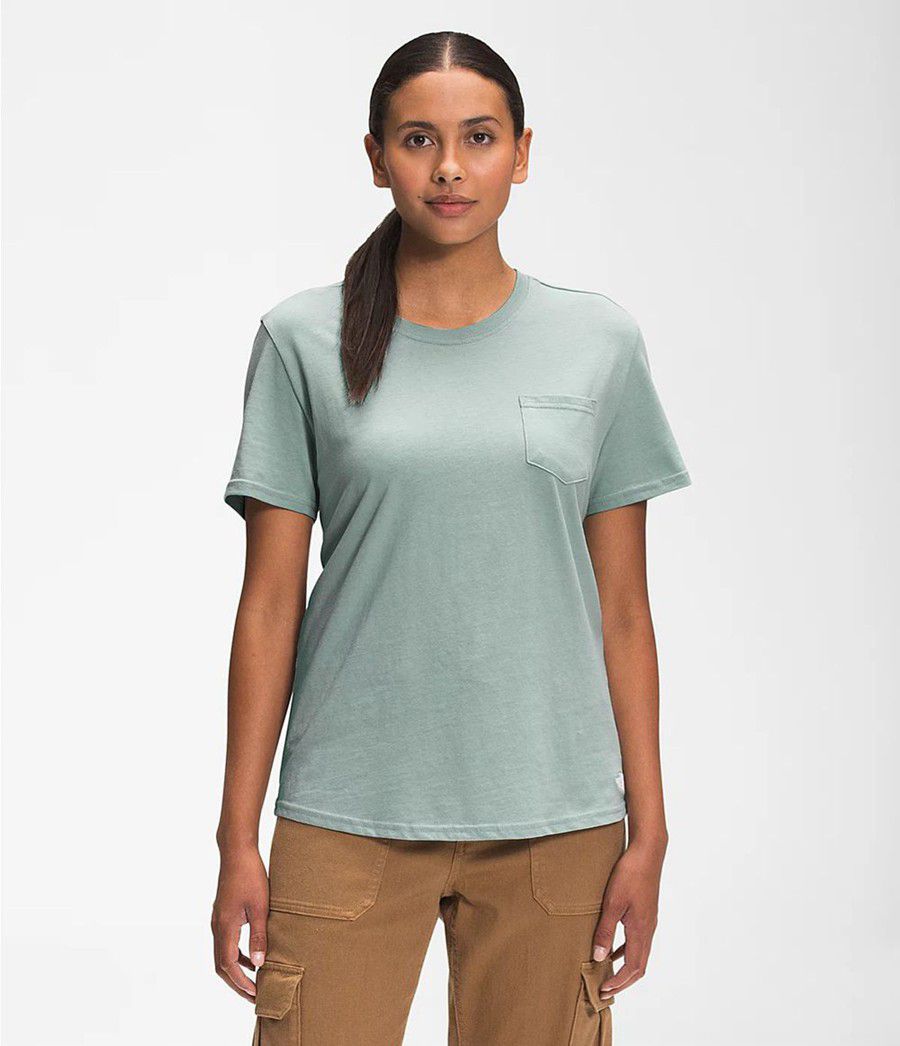 Dámské T-Shirts The North Face Short Sleeve Woodmont Pocket Zelene | TGQMADK-63