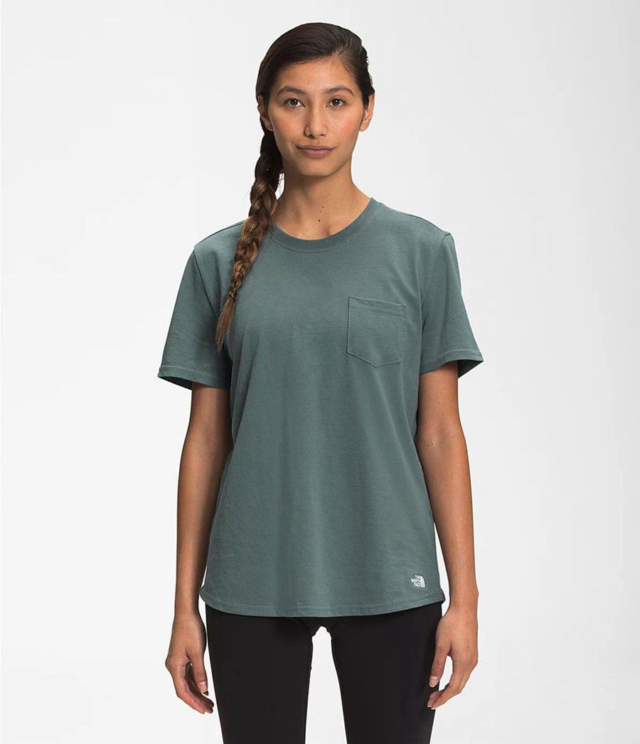 Dámské T-Shirts The North Face Short Sleeve Woodmont Pocket Zelene | XLEGRWO-87