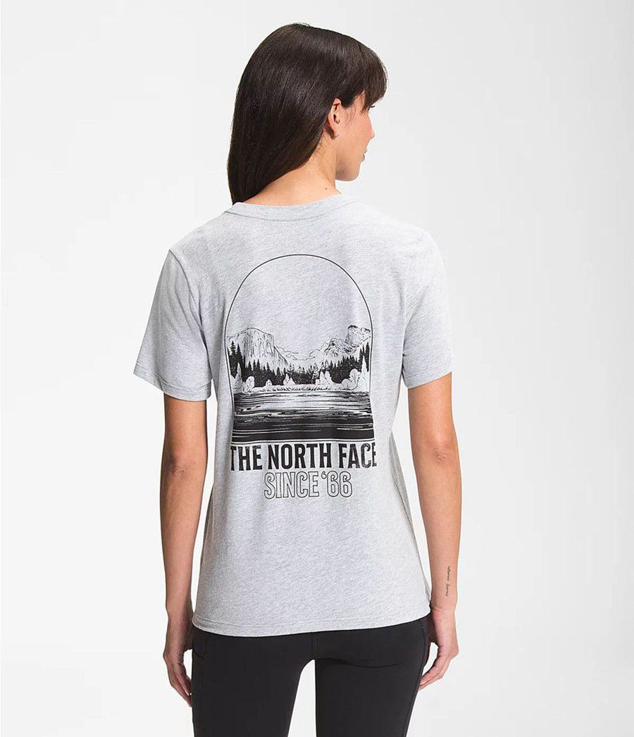 Dámské T-Shirts The North Face Short Sleeve Mountain Peace Světle Šedé | QMPSCDH-24