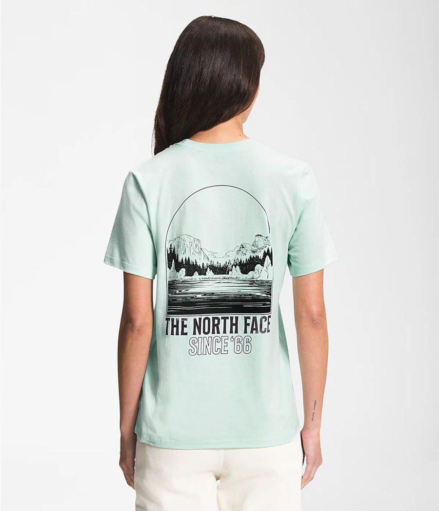 Dámské T-Shirts The North Face Short Sleeve Mountain Peace Tyrkysové | REPUSGA-06