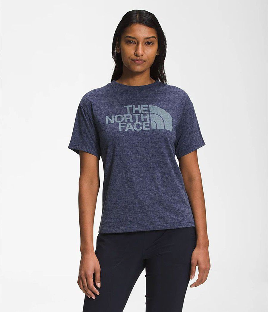 Dámské T-Shirts The North Face Short Sleeve Half Dome Tri-Blend Tmavě Blankyt | ZOTXHKG-47