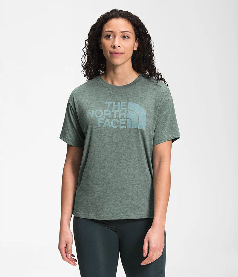 Dámské T-Shirts The North Face Short Sleeve Half Dome Tri-Blend Zelene | MAHLBRK-37