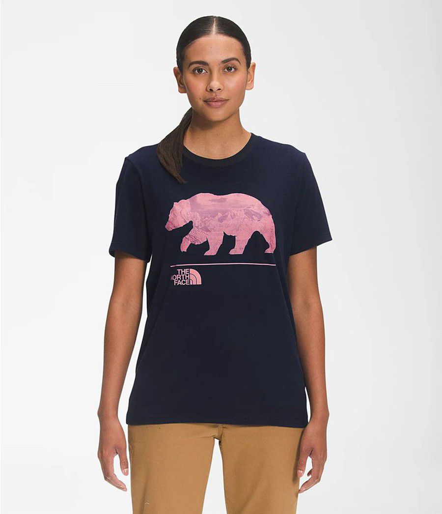 Dámské T-Shirts The North Face Short Sleeve Bearscape 2.0 Tmavě Blankyt | WZGMBLR-81
