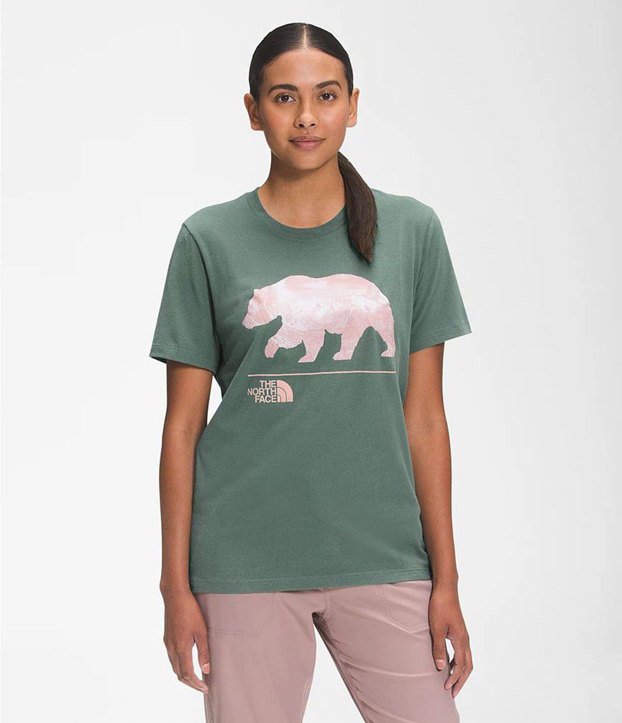 Dámské T-Shirts The North Face Short Sleeve Bearscape 2.0 Zelene | JTREQNU-34