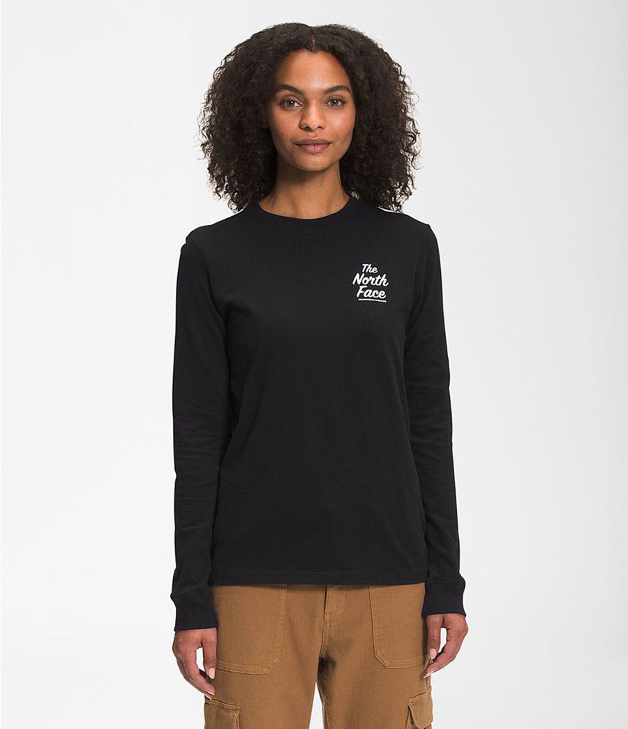 Dámské T-Shirts The North Face Snowy Mountain Long Sleeve Černé | BYWOAFT-31