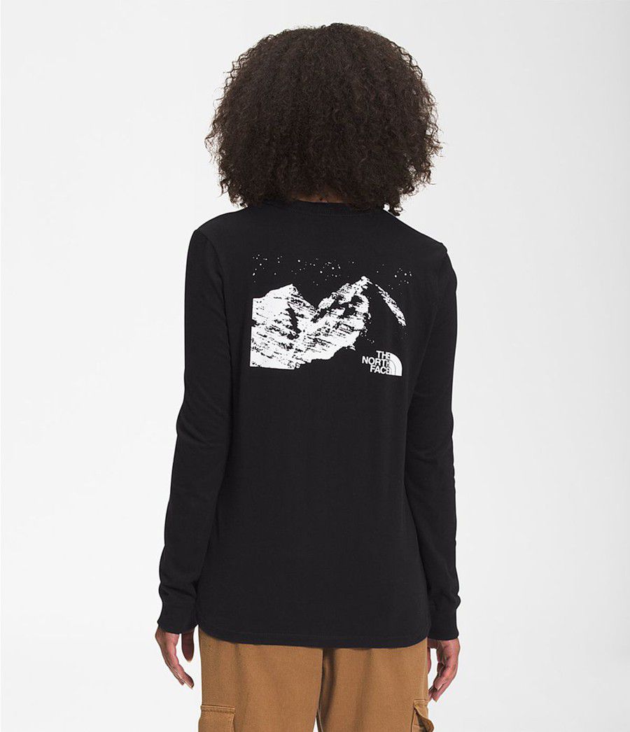 Dámské T-Shirts The North Face Snowy Mountain Long Sleeve Černé | BYWOAFT-31