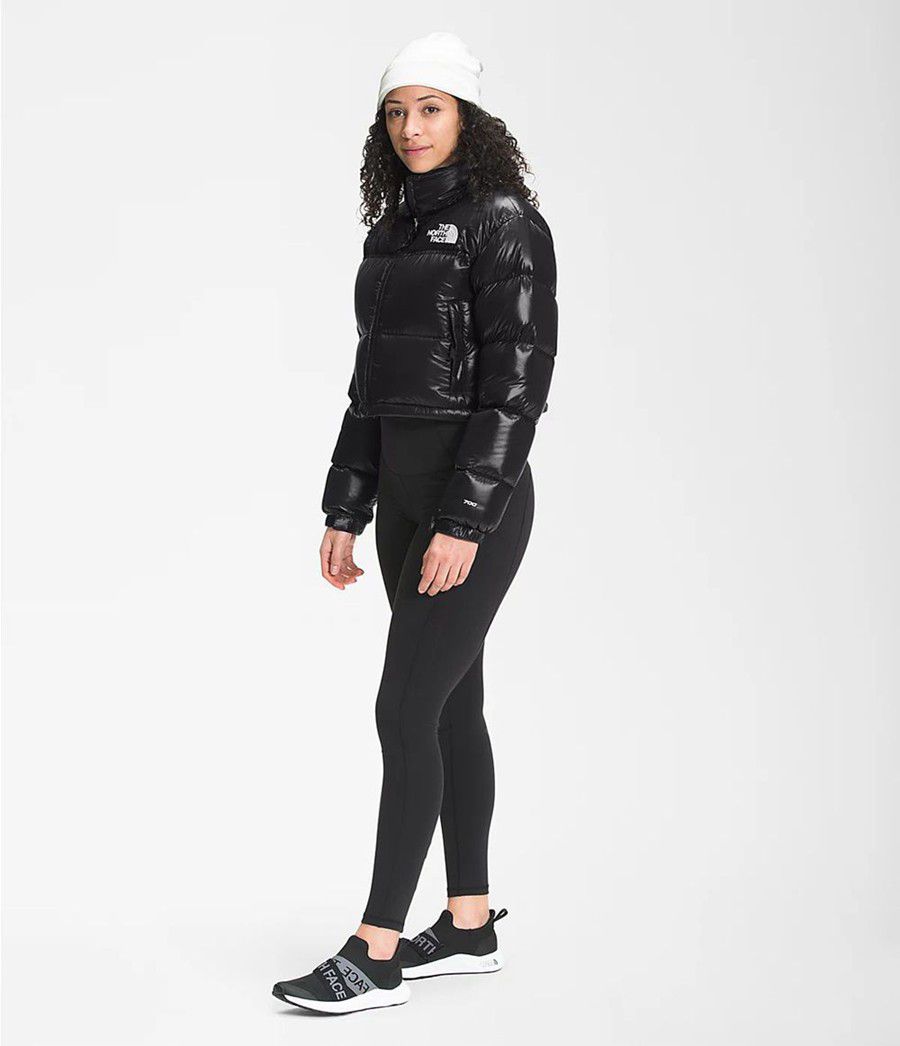 Dámské Zateplené Bundy The North Face Nuptse Short Černé | QXZYOIG-14