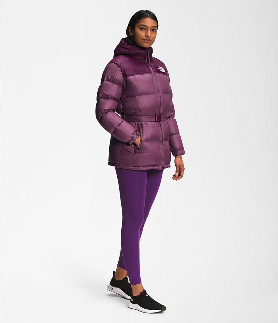 Dámské Zateplené Bundy The North Face Nuptse Belted Mid Fialové | GDUMOER-56