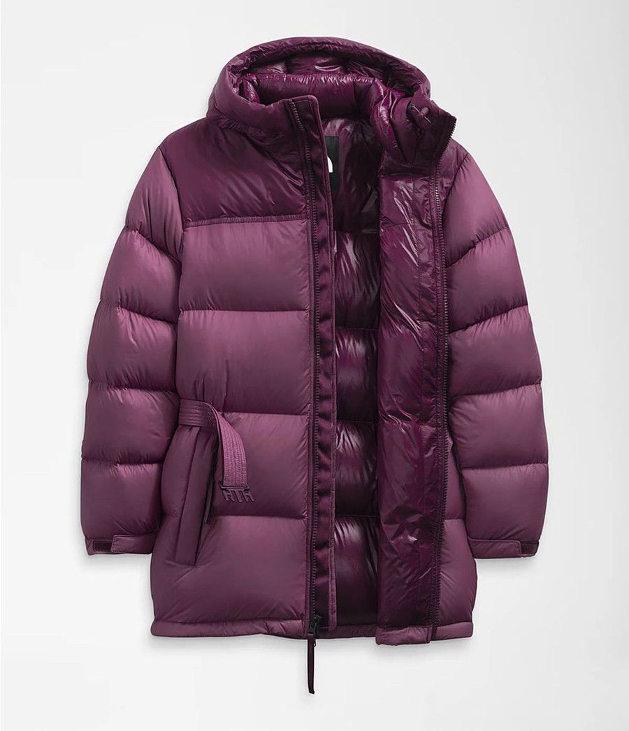 Dámské Zateplené Bundy The North Face Nuptse Belted Mid Fialové | GDUMOER-56
