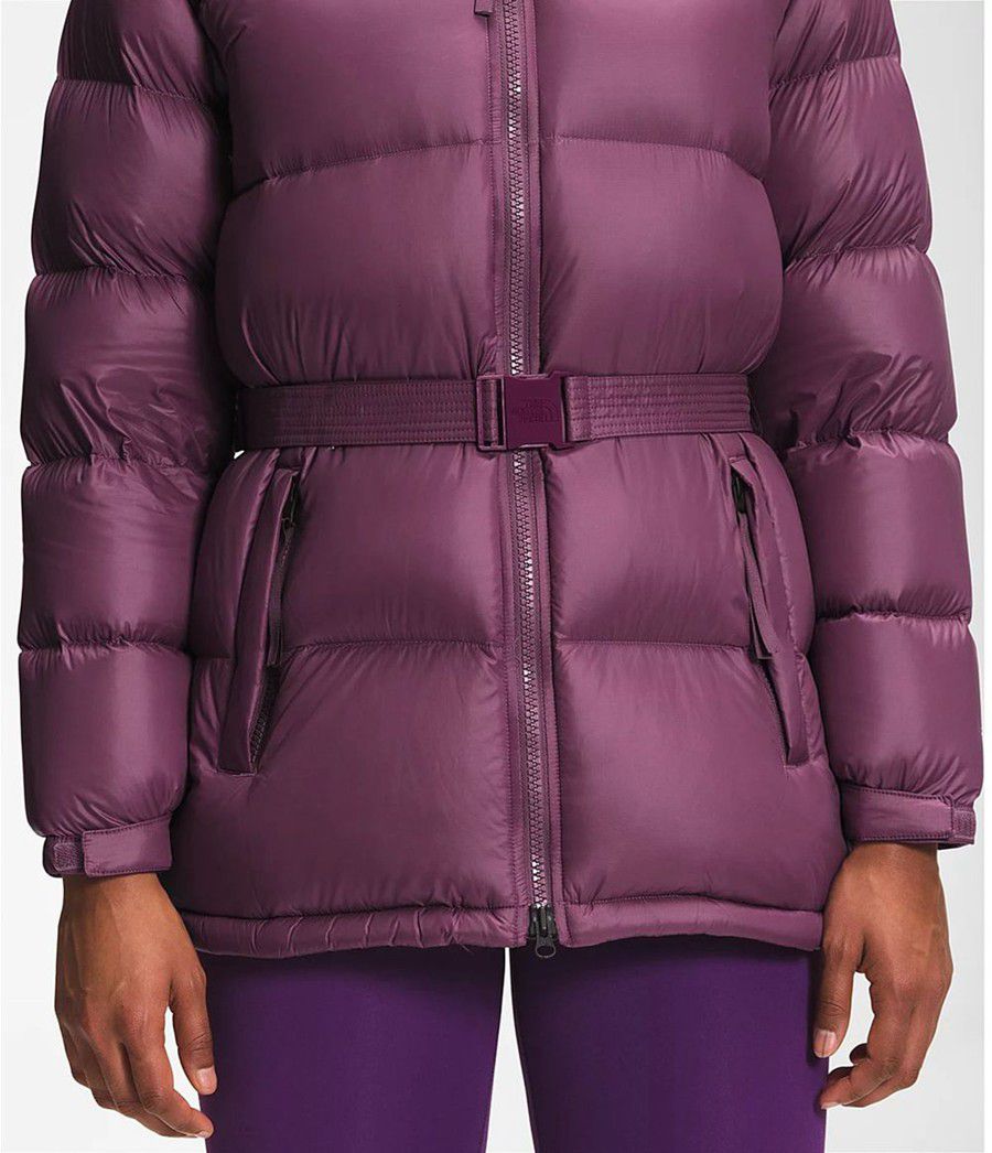 Dámské Zateplené Bundy The North Face Nuptse Belted Mid Fialové | GDUMOER-56