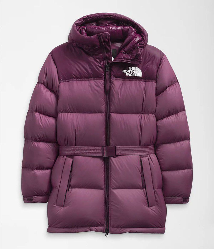 Dámské Zateplené Bundy The North Face Nuptse Belted Mid Fialové | GDUMOER-56