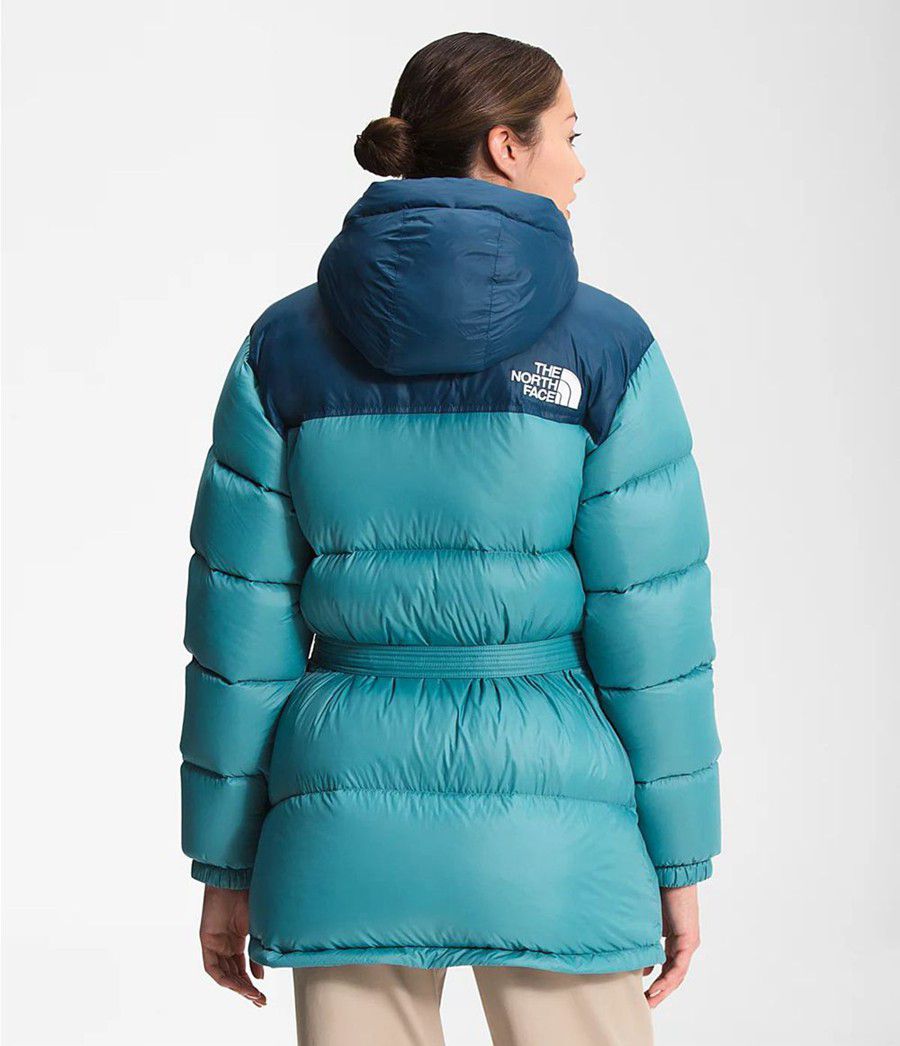 Dámské Zateplené Bundy The North Face Nuptse Belted Mid Blankyt | SCVYQIJ-93