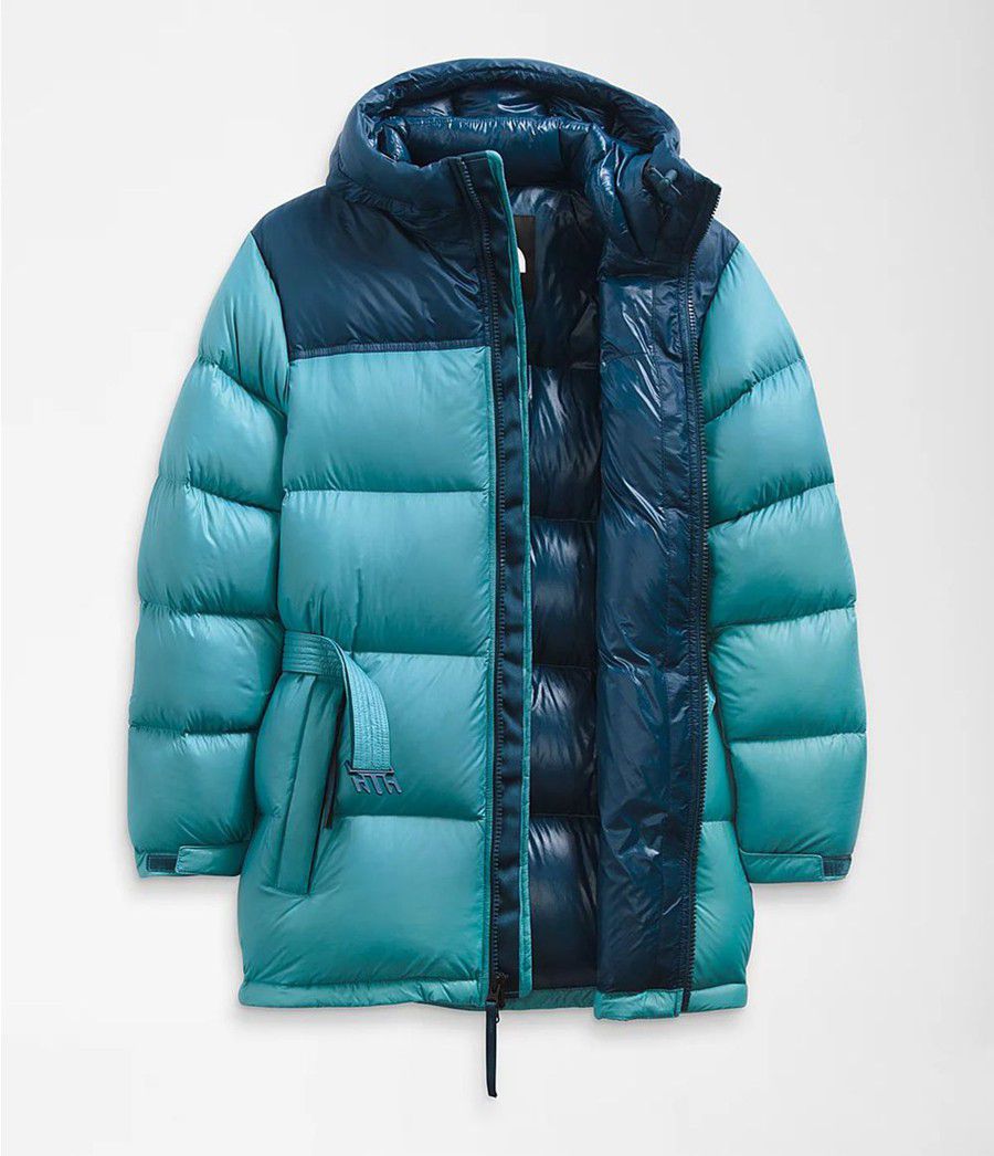 Dámské Zateplené Bundy The North Face Nuptse Belted Mid Blankyt | SCVYQIJ-93