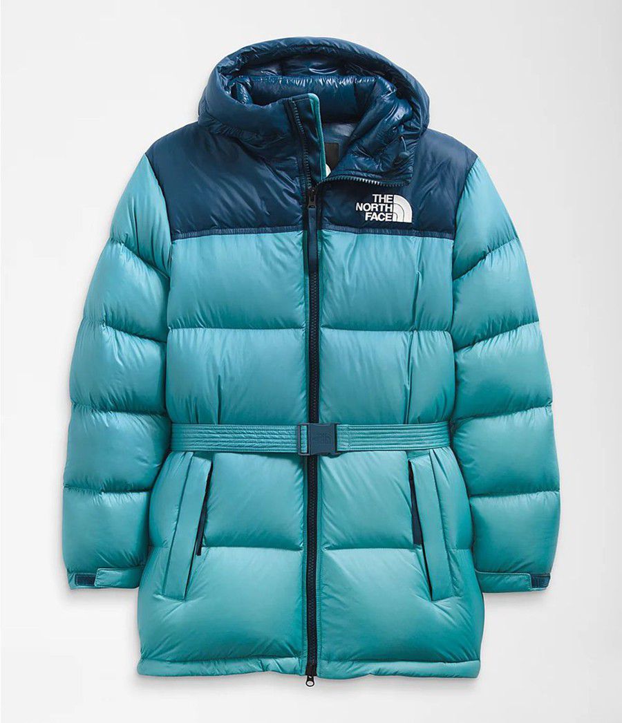 Dámské Zateplené Bundy The North Face Nuptse Belted Mid Blankyt | SCVYQIJ-93