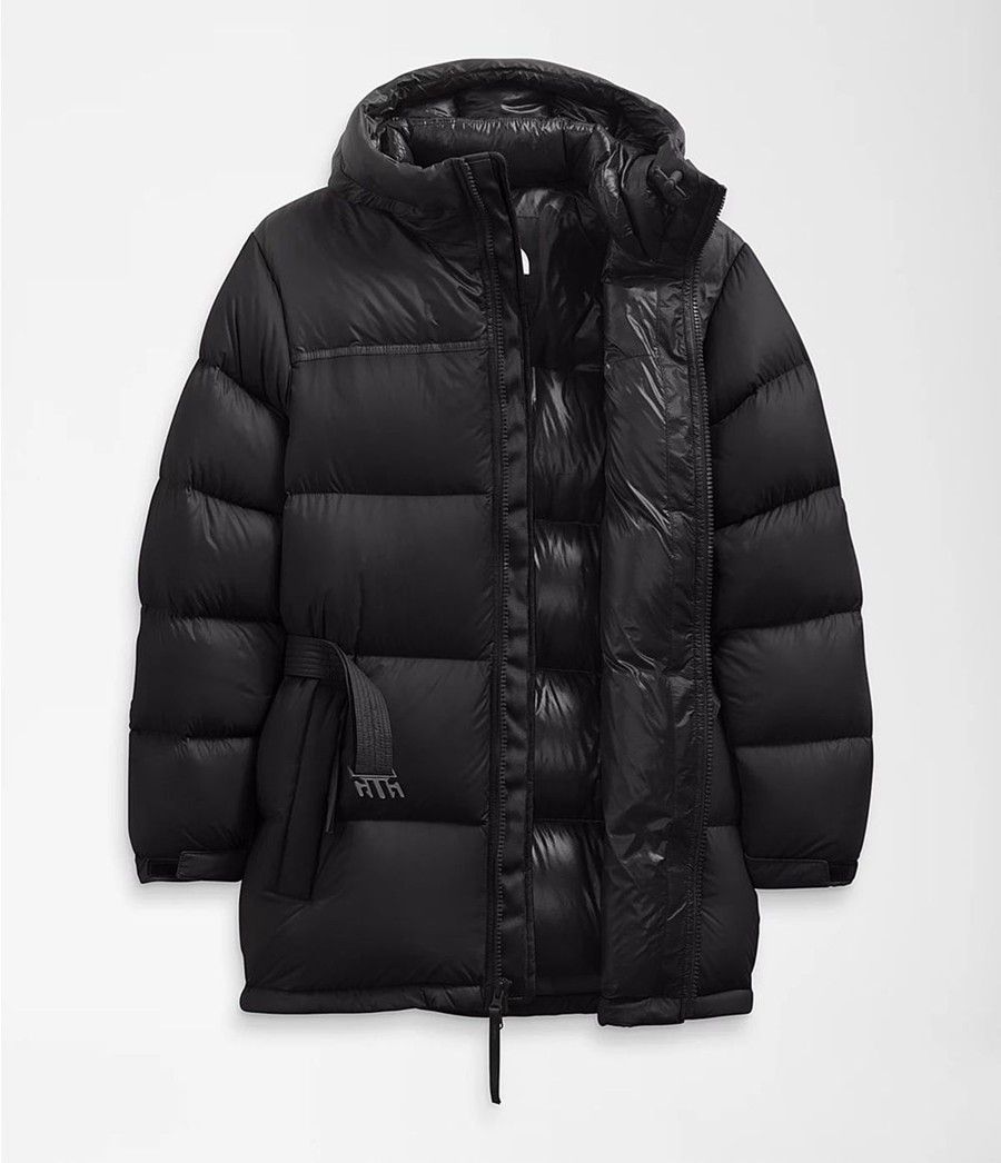 Dámské Zateplené Bundy The North Face Nuptse Belted Mid Černé | LMZXGVA-27