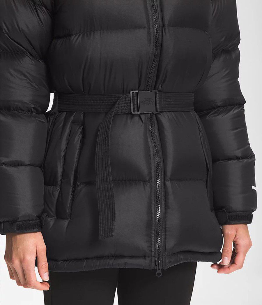Dámské Zateplené Bundy The North Face Nuptse Belted Mid Černé | LMZXGVA-27