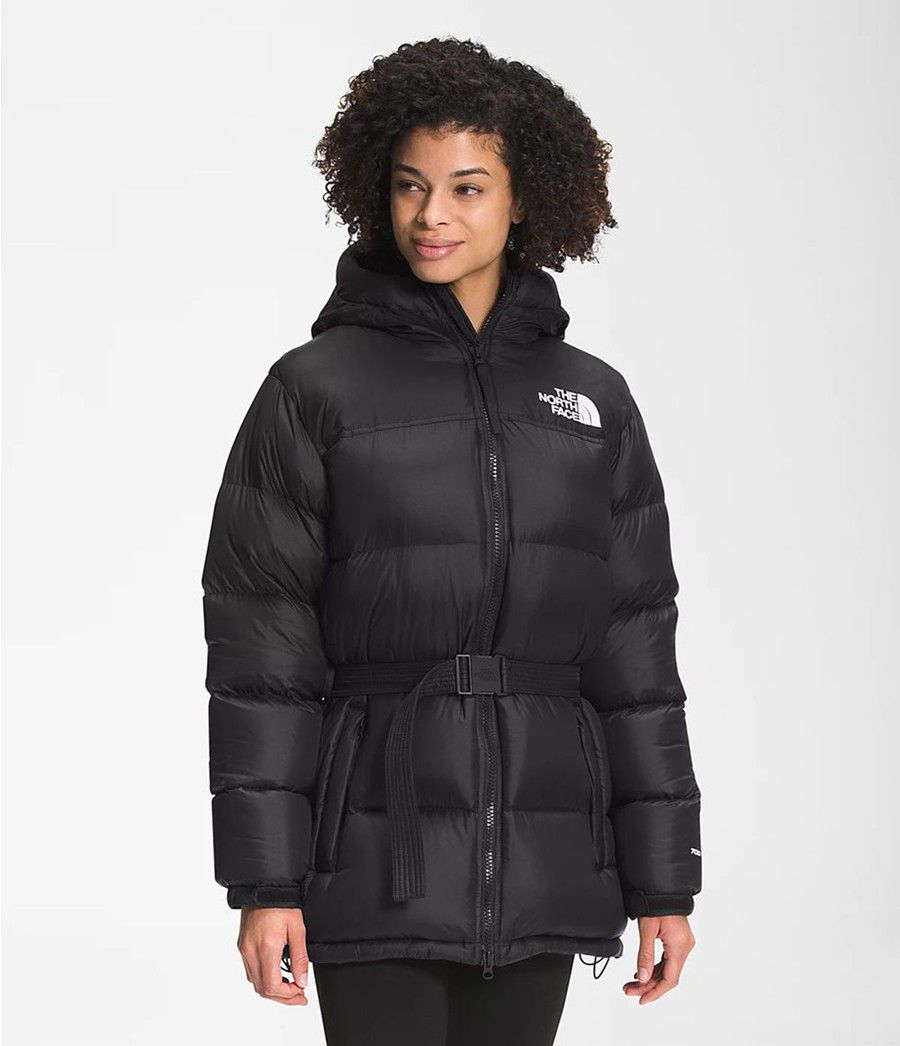 Dámské Zateplené Bundy The North Face Nuptse Belted Mid Černé | LMZXGVA-27