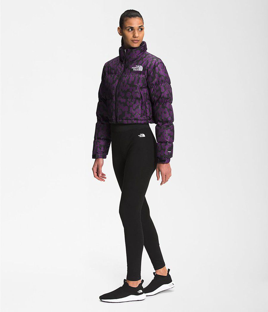 Dámské Zateplené Bundy The North Face Printed Nuptse Short Fialové | AWNILJC-74