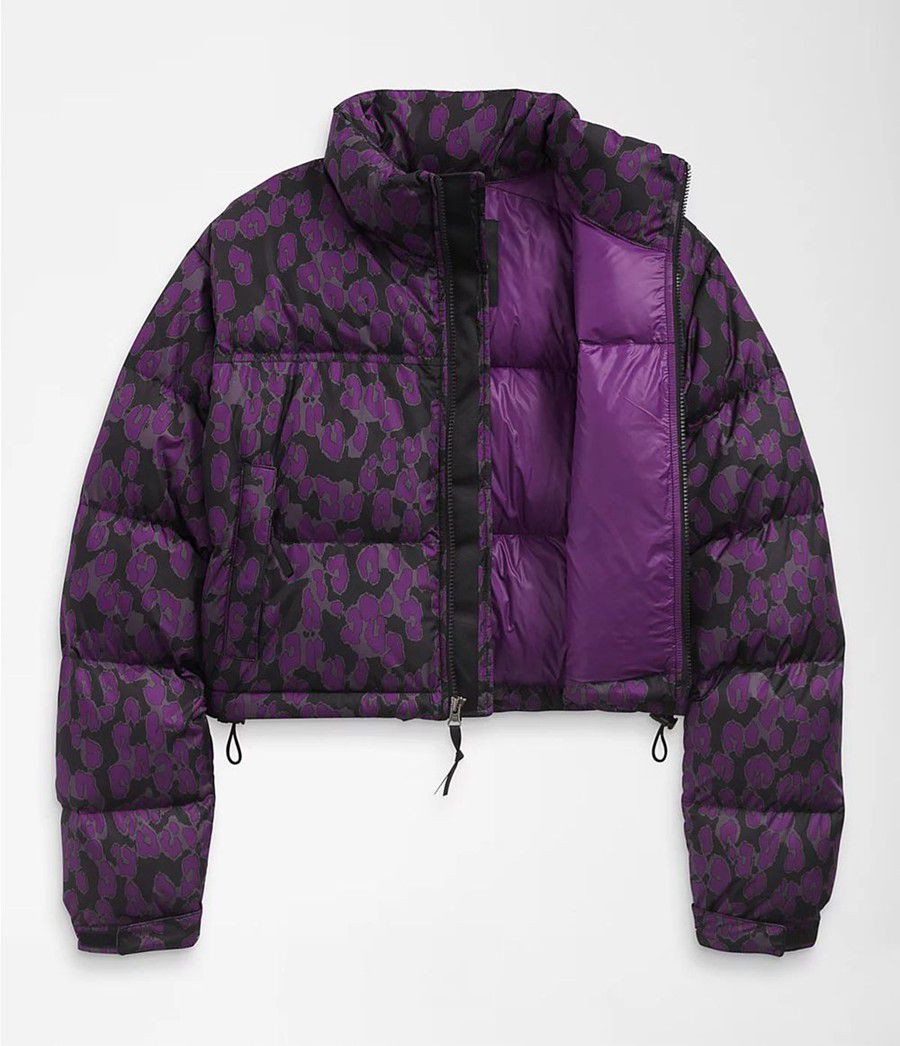Dámské Zateplené Bundy The North Face Printed Nuptse Short Fialové | AWNILJC-74