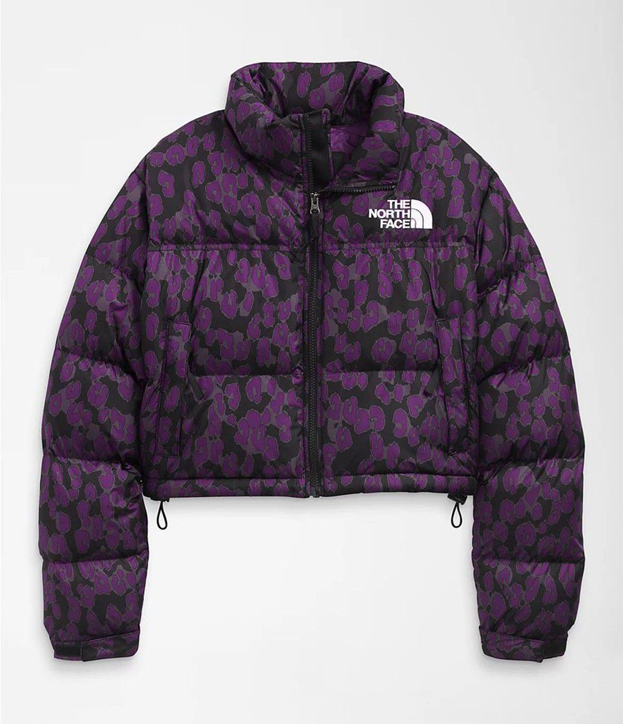 Dámské Zateplené Bundy The North Face Printed Nuptse Short Fialové | AWNILJC-74