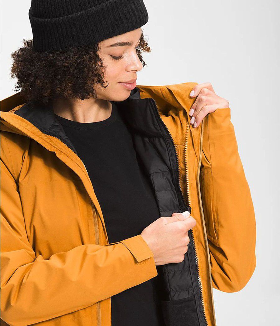 Dámské Zateplené Bundy The North Face Thermoball Eco Snow Triclimate® Žluté | YHQECWN-26