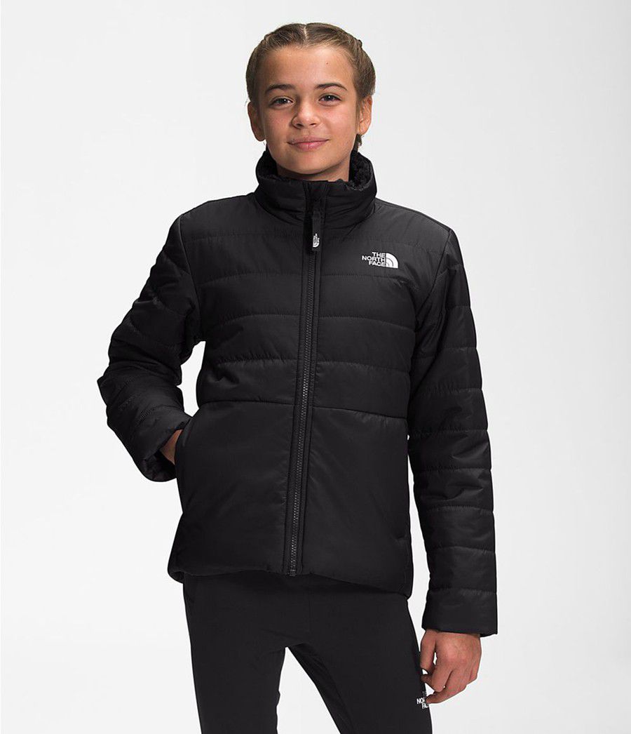 Dětské Bundy The North Face Reversible Mossbud Swirl Černé | YQSJFNO-60