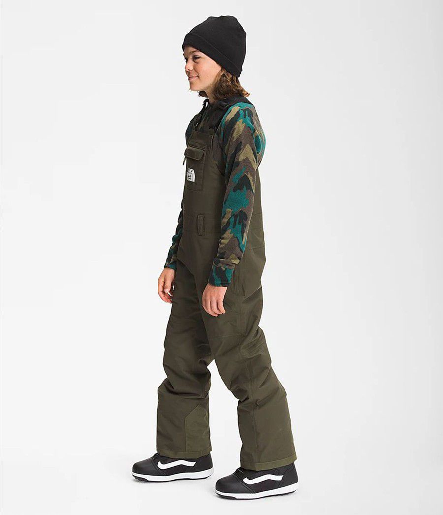 Dětské Kalhoty The North Face Freedom Insulated Bib Olivy Zelené | VCUDLOK-53