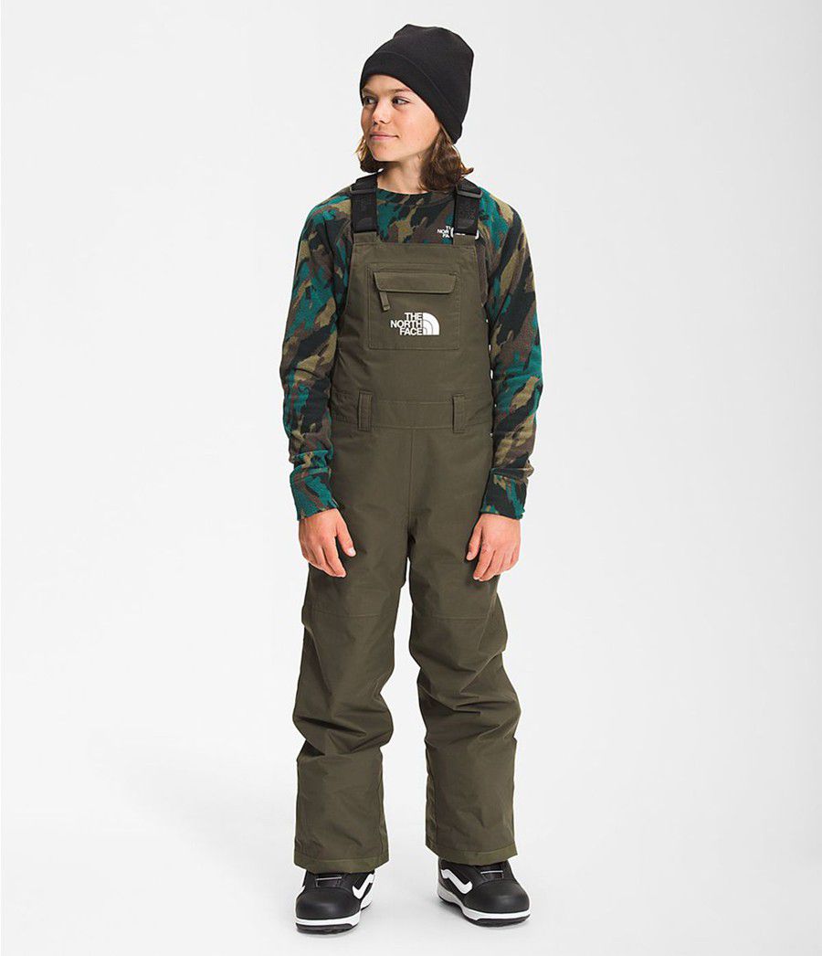 Dětské Kalhoty The North Face Freedom Insulated Bib Olivy Zelené | VCUDLOK-53