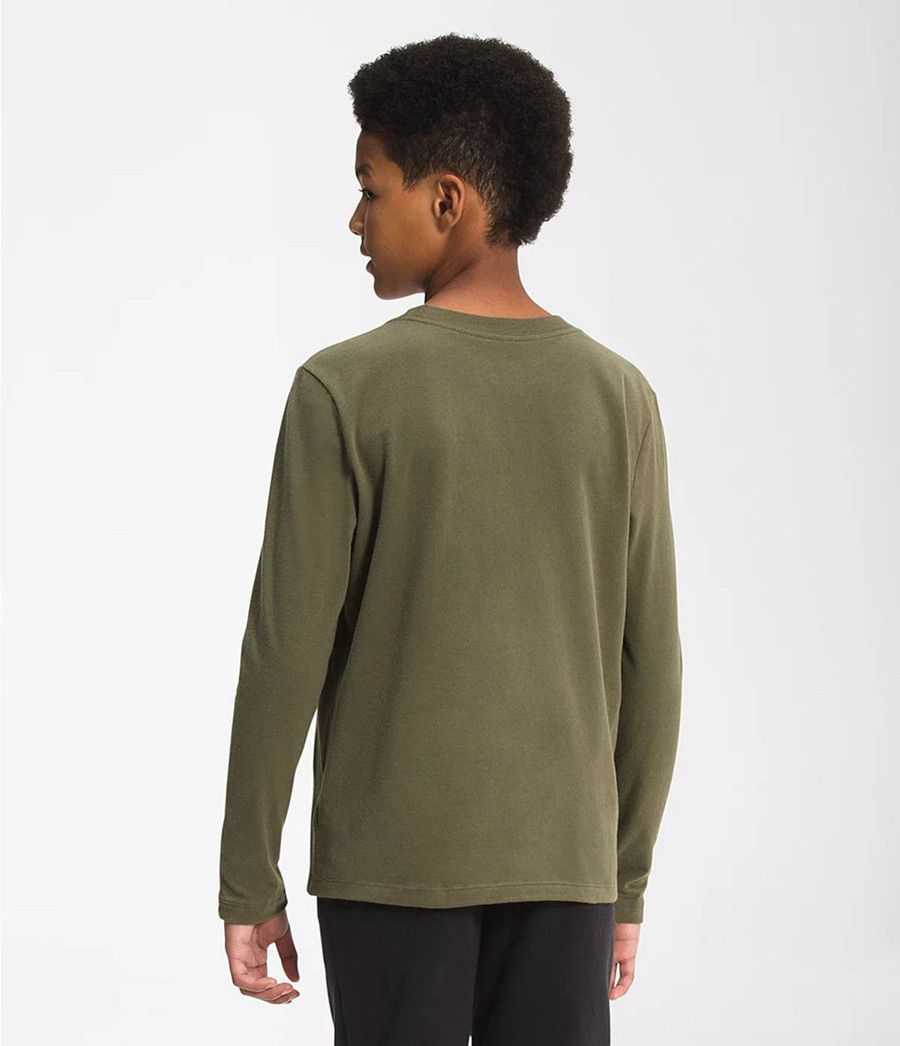 Dětské T-Shirts The North Face Long Sleeve Graphic Olivy Zelené | XMYJHPV-18