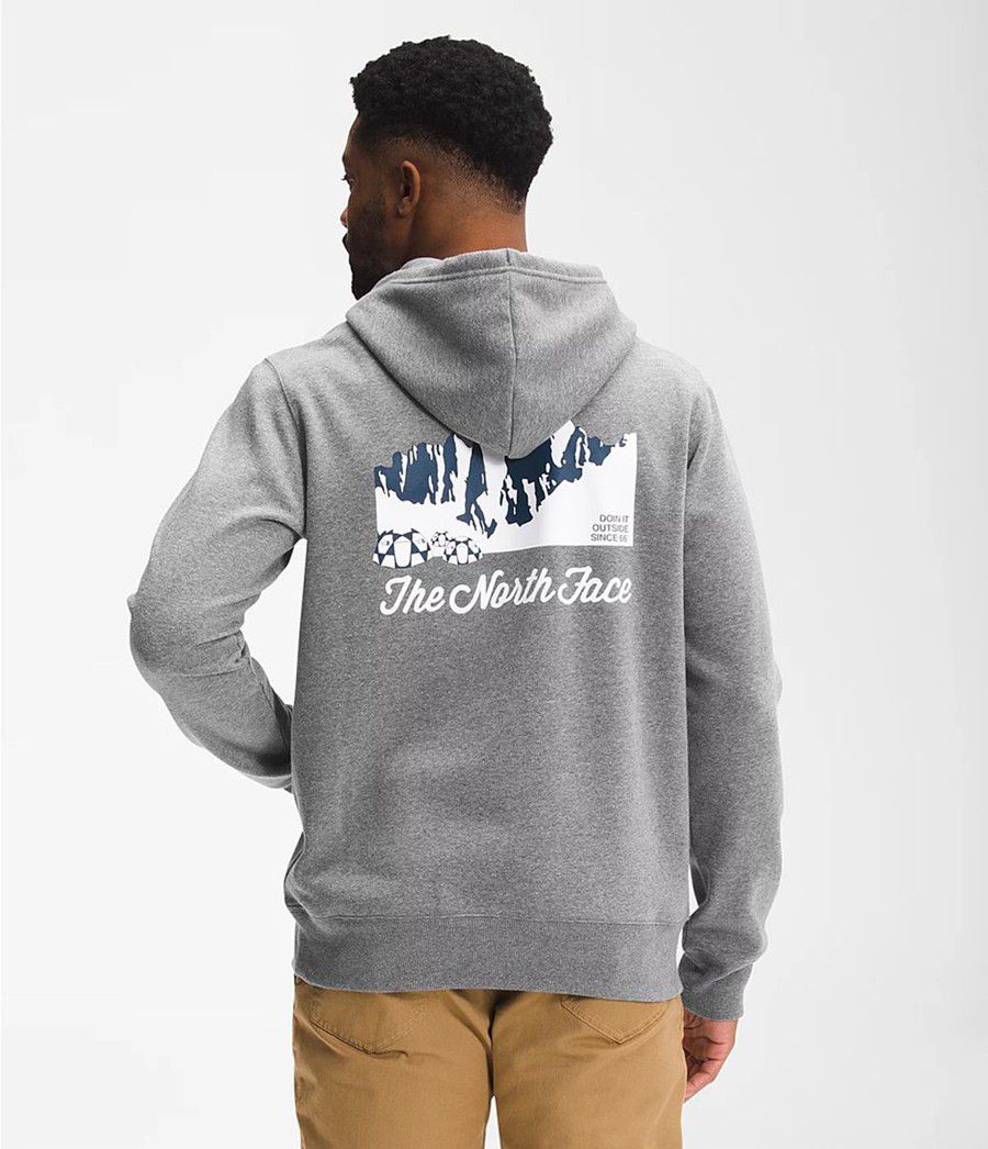 Pánské Hoodies The North Face Mountain Scene Pullover Šedé | ASOUCPZ-32