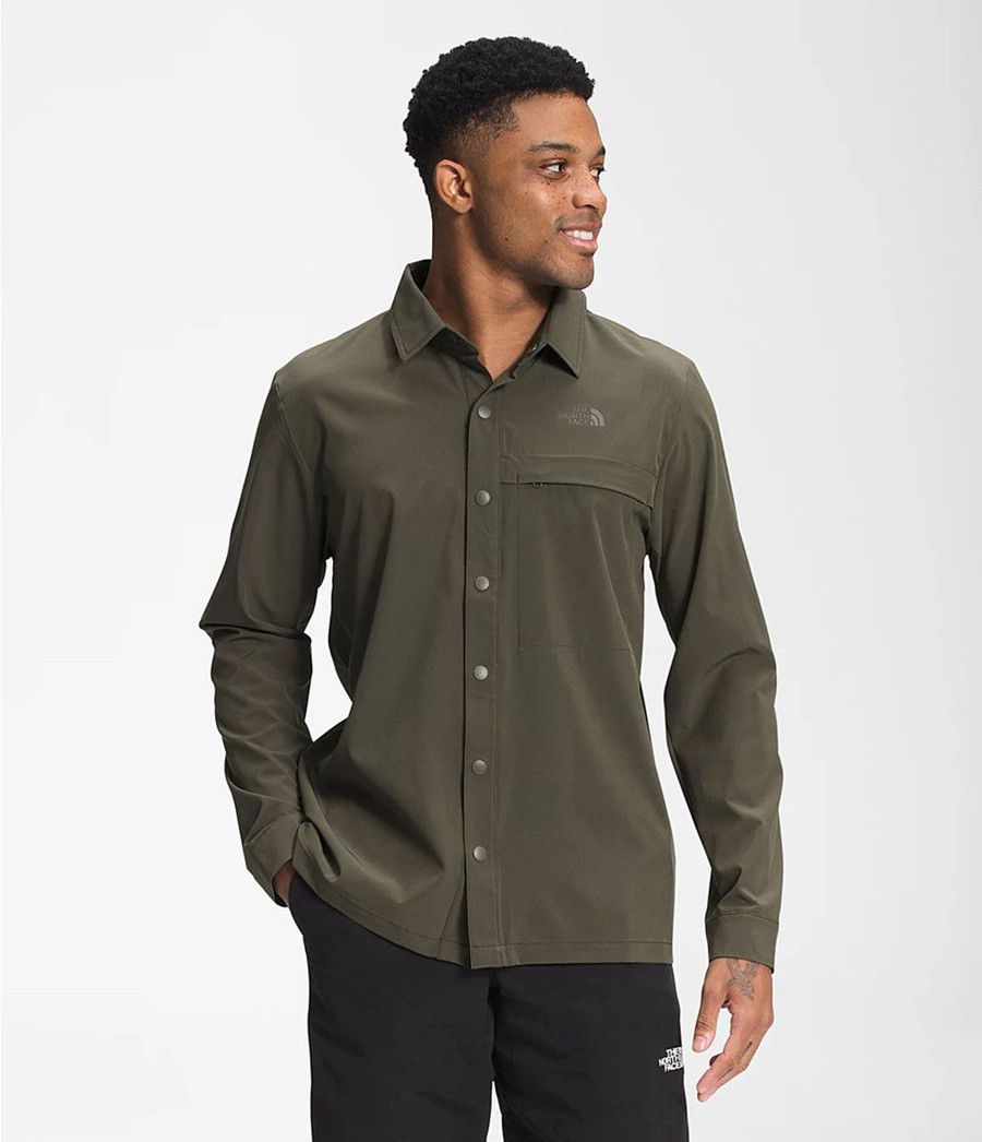 Pánské Košile The North Face First Trail Long Sleeve Olivy Zelené | YDUXKRV-39