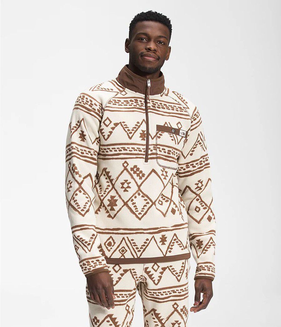 Pánské Mikiny The North Face Printed Gordon Lyons ¼ Zip Bílé | SZUHAFW-29