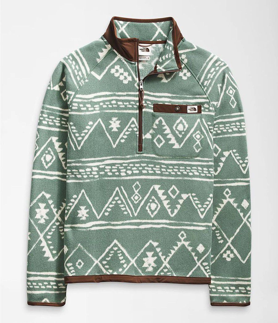 Pánské Mikiny The North Face Printed Gordon Lyons ¼ Zip Zelene | KSCIXEG-35
