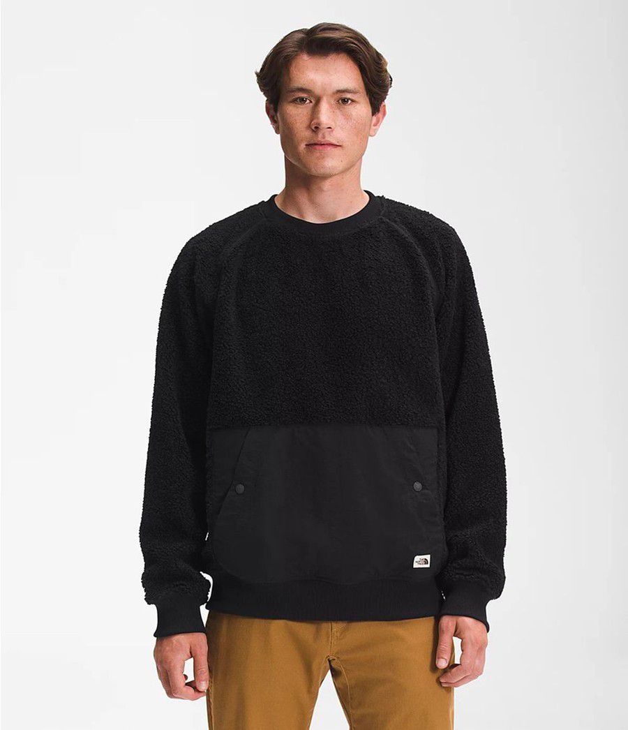 Pánské Mikiny The North Face Ridge Fleece Crew Černé | HWTPUGR-26