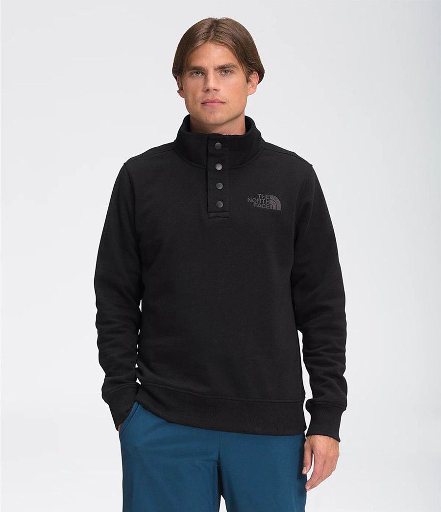 Pánské Mikiny The North Face Snap Fleece Pullover Černé | FZJKYIR-25