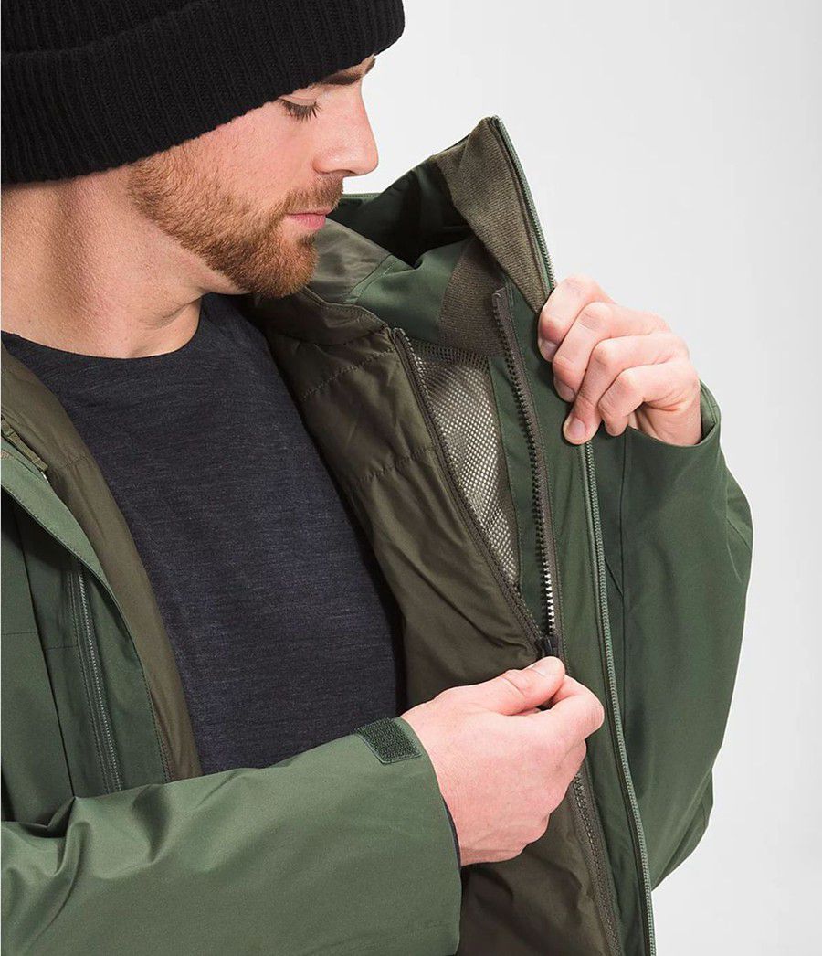 Pánské Péřové Bundy The North Face Thermoball Eco Snow Triclimate® Zelene | VOPBWUY-70