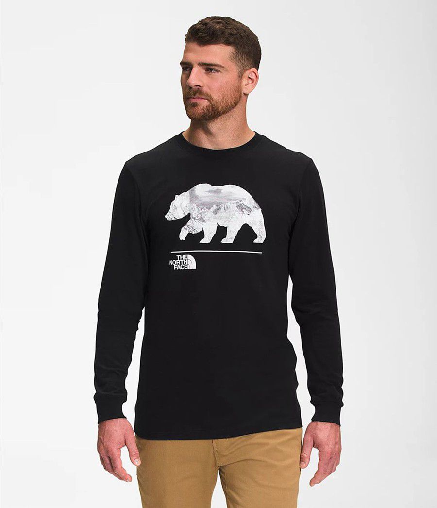 Pánské T-Shirts The North Face Bearscape Long Sleeve Černé | MOVHBAQ-18