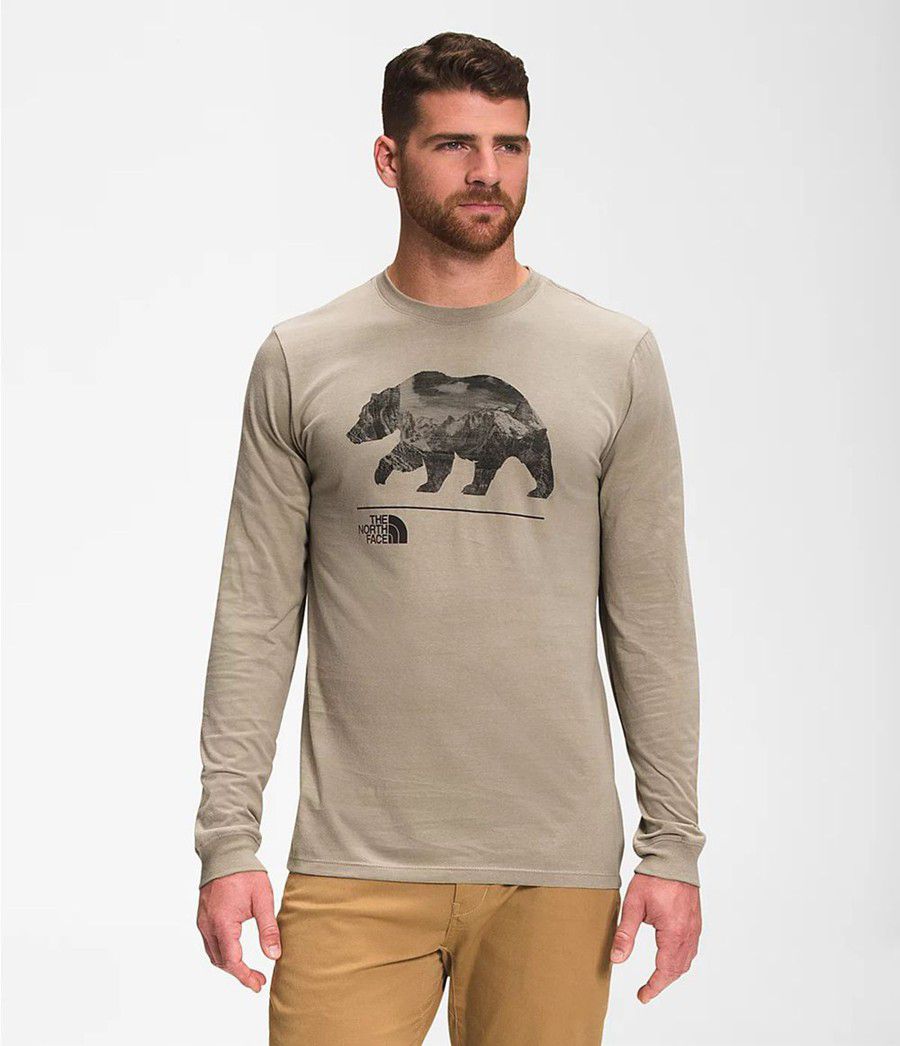 Pánské T-Shirts The North Face Bearscape Long Sleeve Béžový | YTCLRAS-49