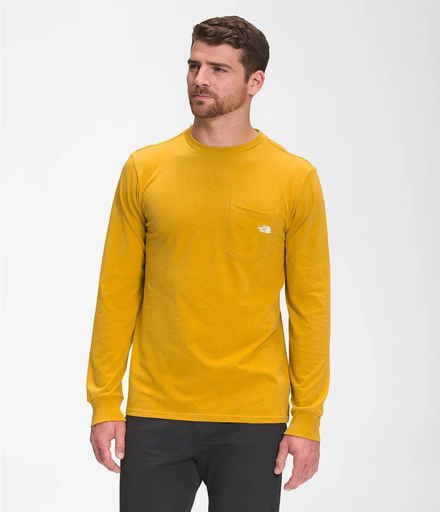 Pánské T-Shirts The North Face Long Sleeve Woodmont Pocket Žluté | YOREXWA-14