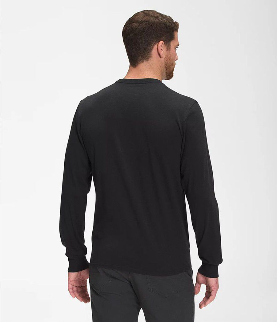 Pánské T-Shirts The North Face Long Sleeve Woodmont Pocket Černé | HPEKJAR-27