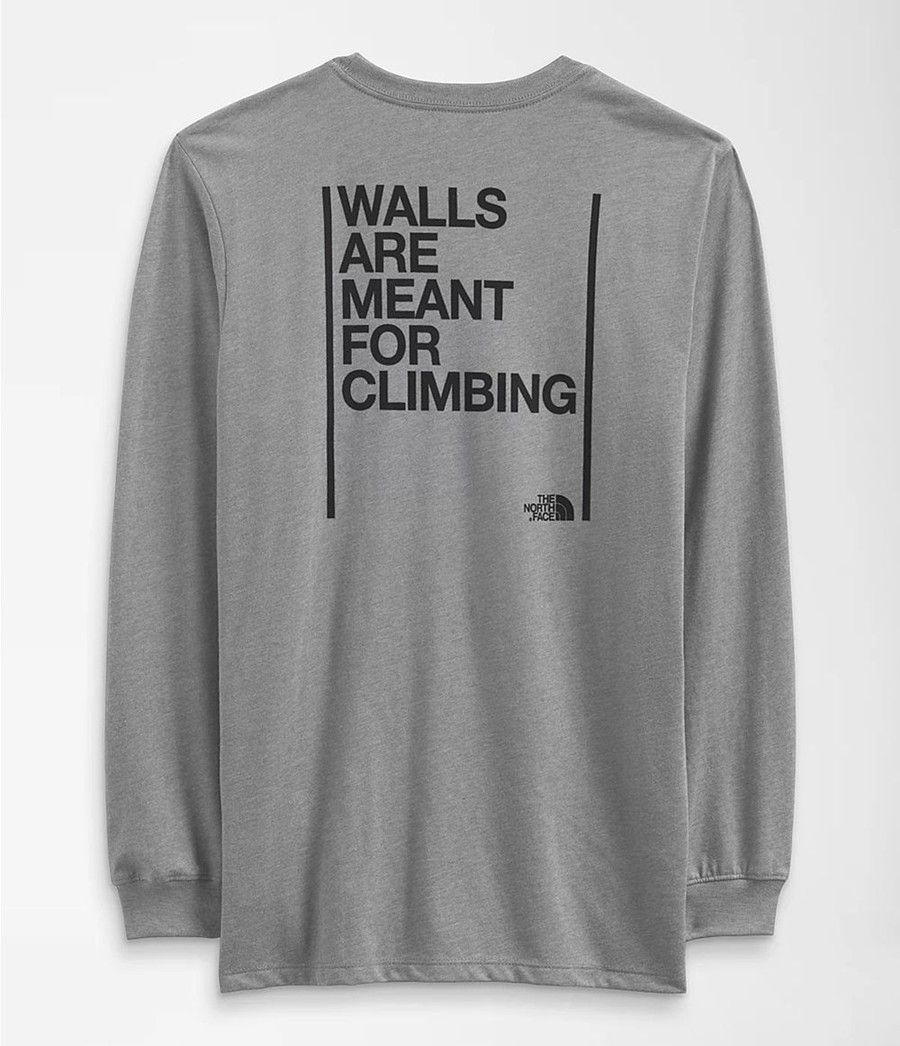 Pánské T-Shirts The North Face Long Sleeve Walls Šedé | LGCRDJS-83