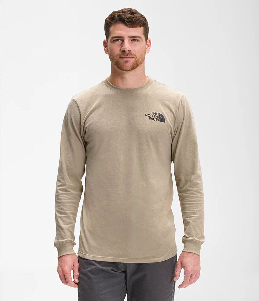 Pánské T-Shirts The North Face Long Sleeve Walls Béžový | NRYXKIH-97