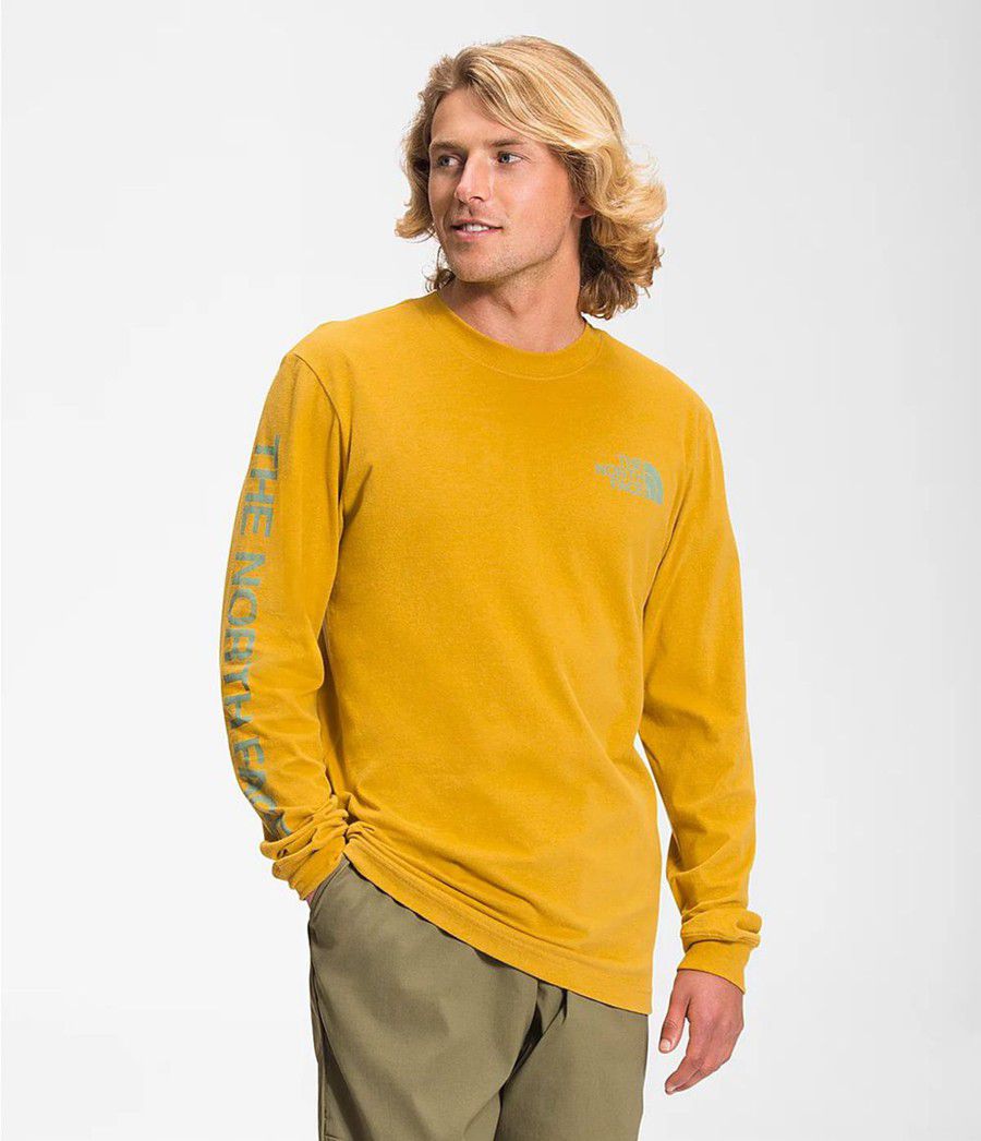 Pánské T-Shirts The North Face Long Sleeve Tnf Sleeve Hit Žluté | AXEPBYL-24