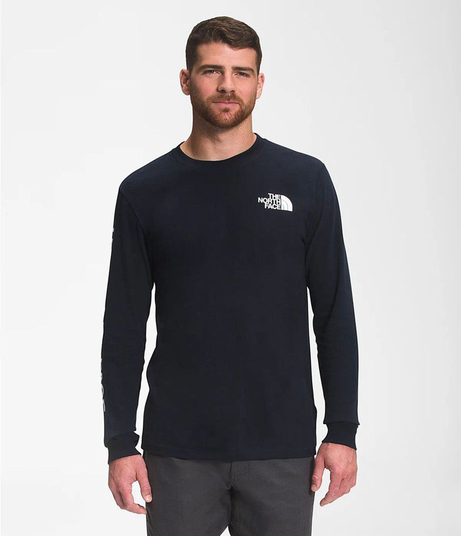 Pánské T-Shirts The North Face Long Sleeve Tnf Sleeve Hit Tmavě Blankyt | FETPXYU-01