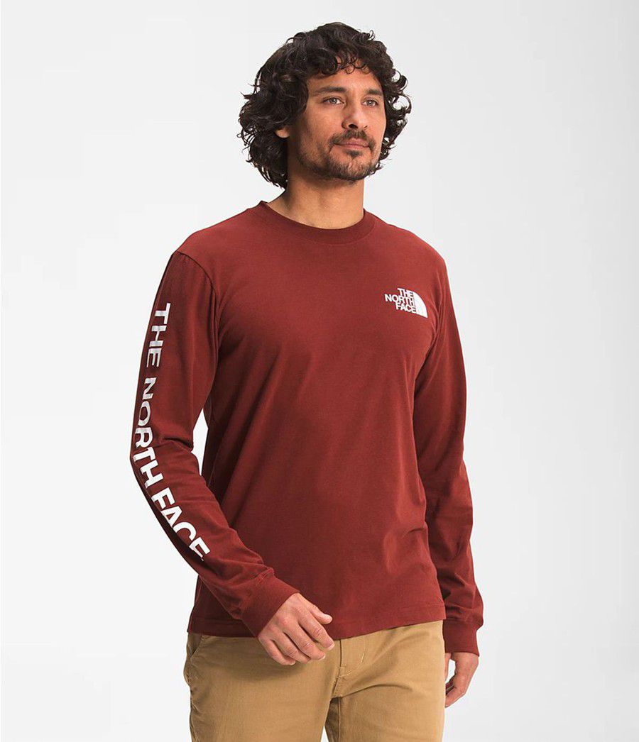 Pánské T-Shirts The North Face Long Sleeve Tnf Sleeve Hit Červené | RGPQDYM-30